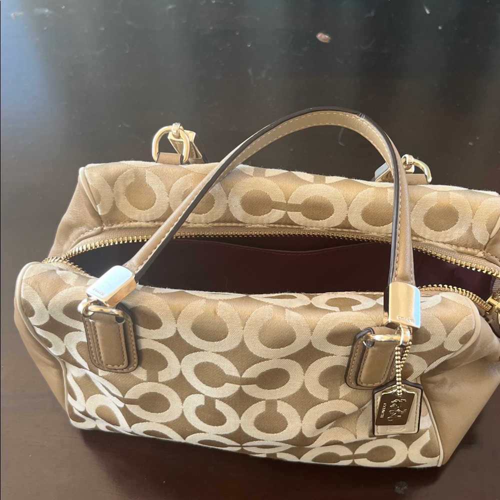 Coach Beige and Cream Signature Satchel